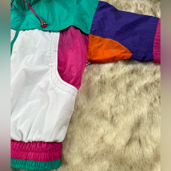 Vintage Color-block High Neck Windbreaker Jacket - Picture 4 of 11